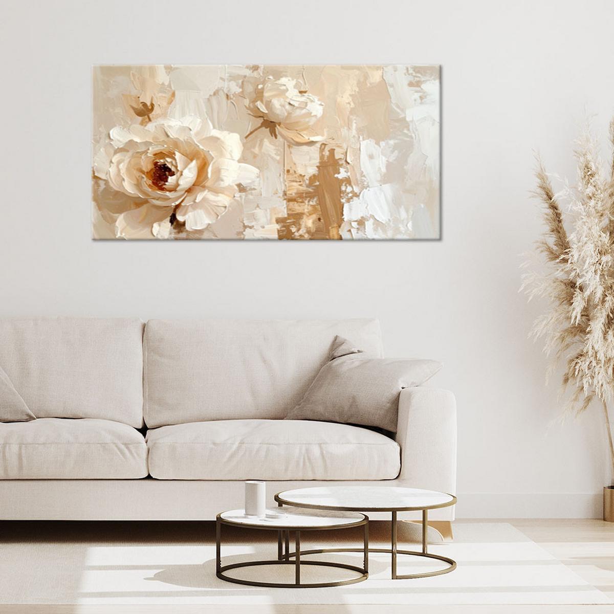 LEINWANDBILD Blumen 80x40cm - Beige, Textil (80/40cm) - Feeby