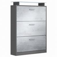 SCHUHSCHRANK Lavia Front in Beton Oxid Optik - Hellgrau, Holzwerkstoff (89/128/23cm) - Vladon