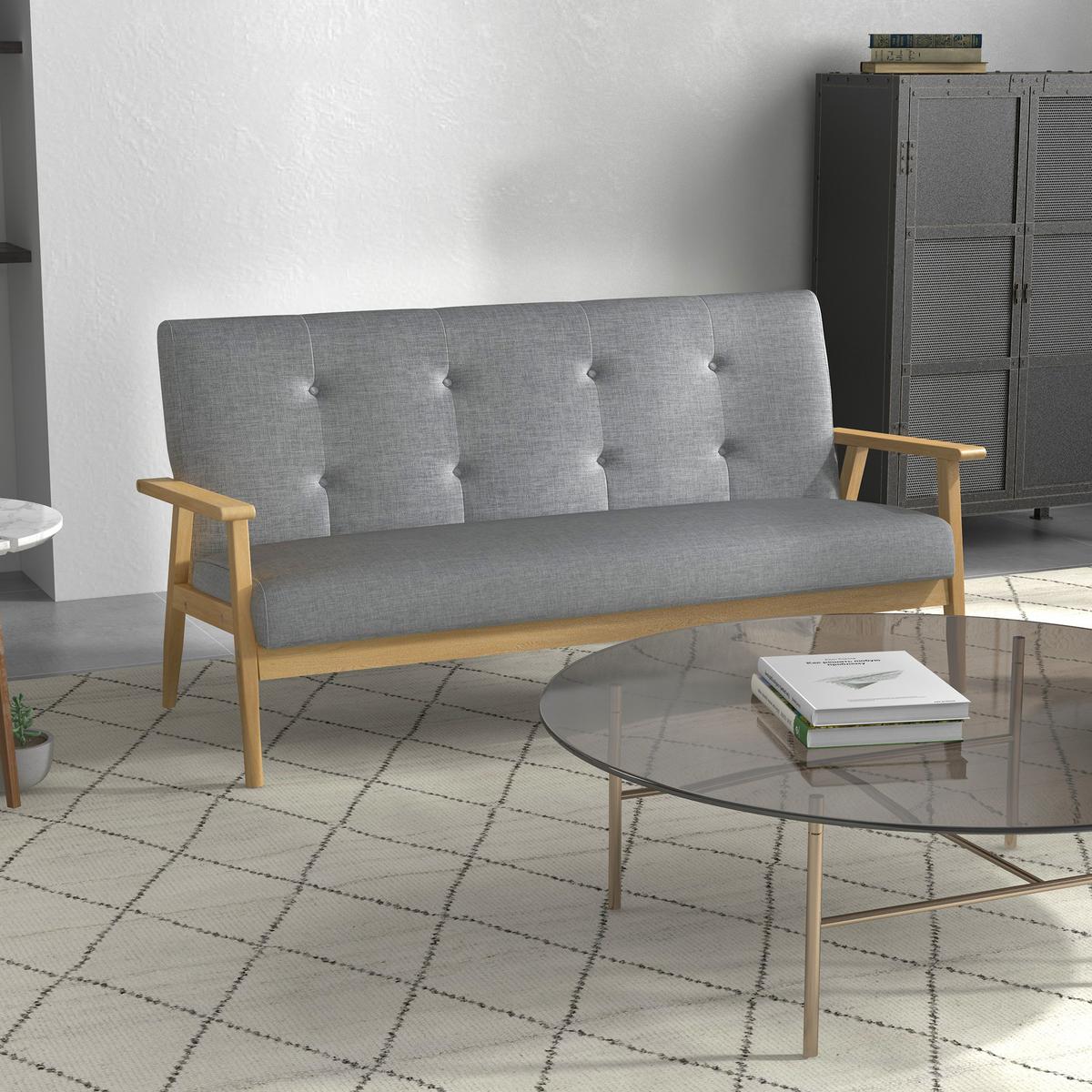 SOFA Yvith 155/70/73cm - Dunkelgrau, Textil (70/73/155cm) - ZMH