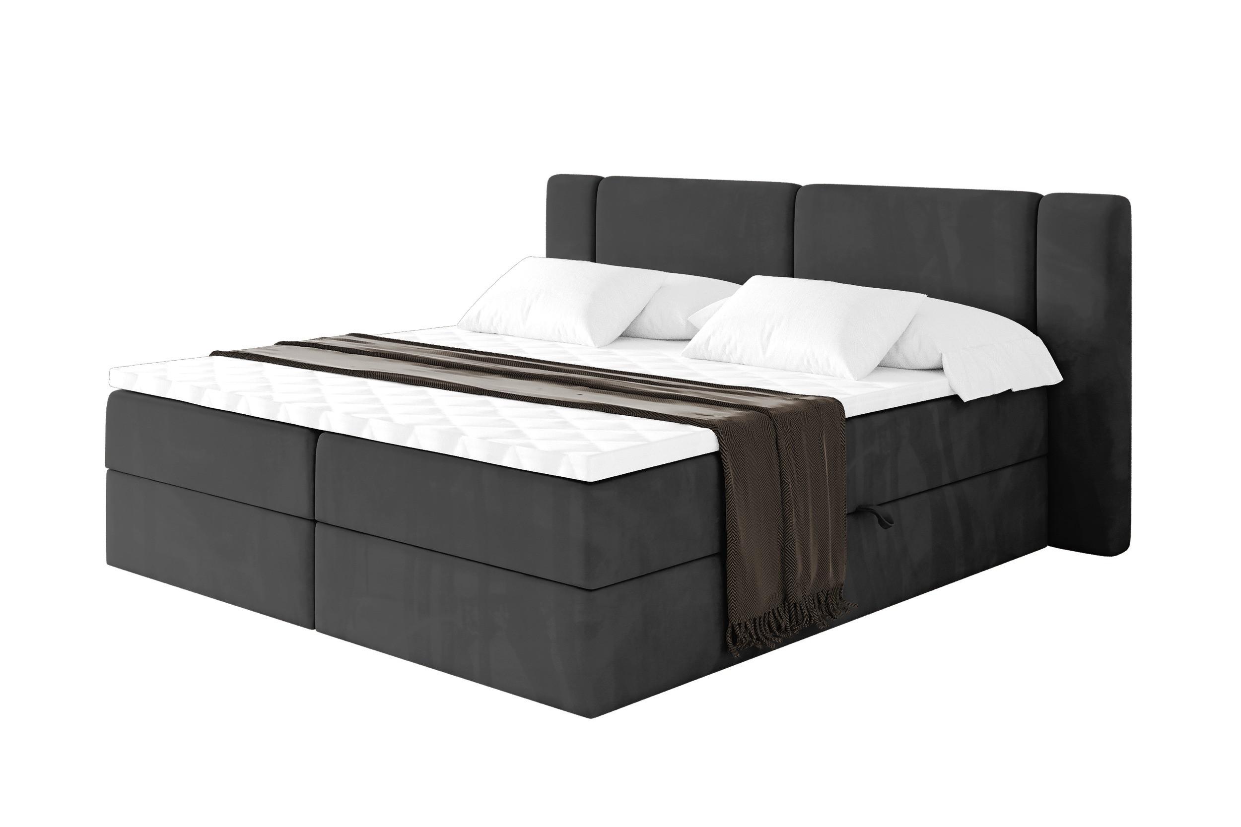 BOXBETT mit Matratze H4 - EVON - 160x200 cm Schwarz - Schwarz, Holzwerkstoff (160/200cm) - ALTDECOR
