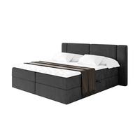 BOXBETT mit Matratze H4 - EVON - 180x200 cm Schwarz - Schwarz, Holzwerkstoff (180/200cm) - ALTDECOR