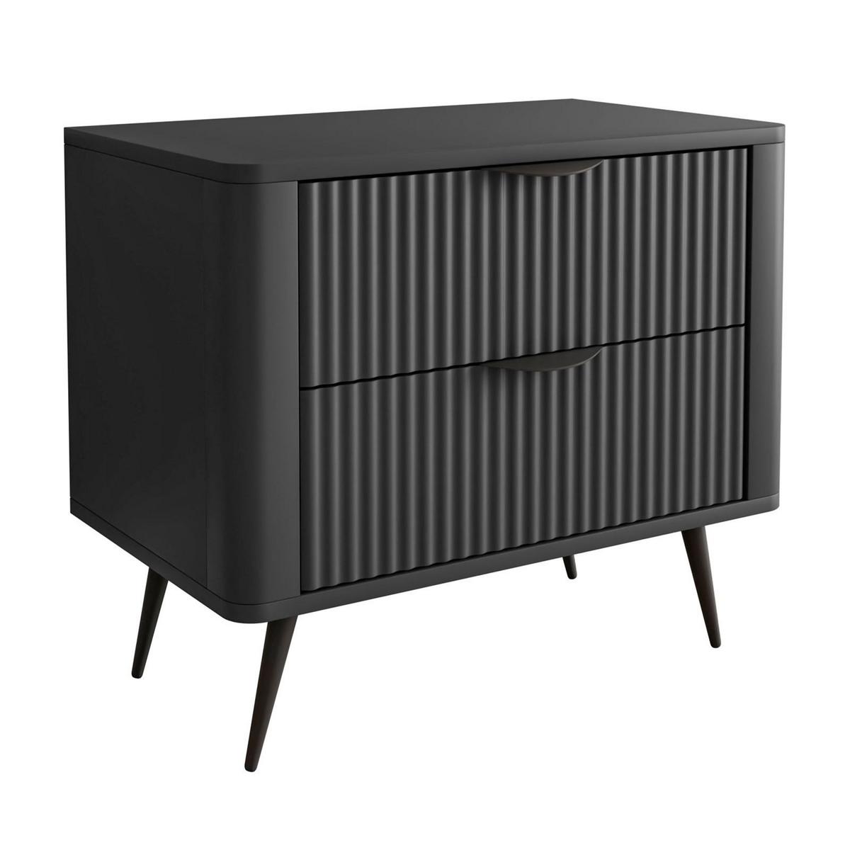 NACHTTISCH SCARLETT 2S MIT SCHUBLADEN SCHWARZ - Schwarz, Holzwerkstoff (63/55/38cm) - Lookway