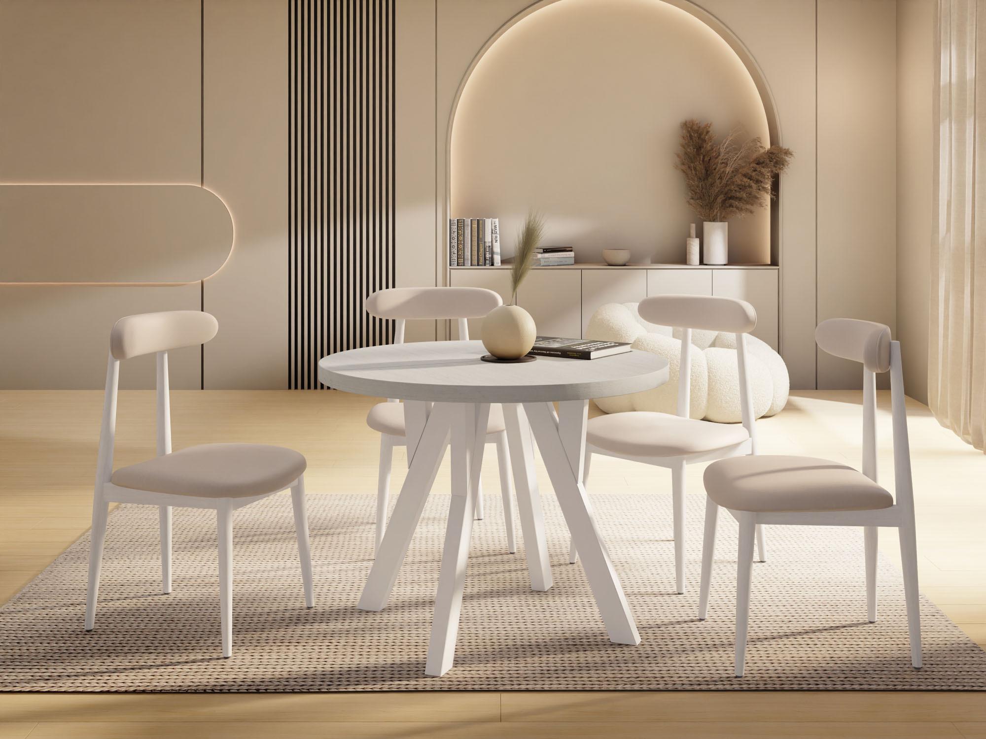 ESSTISCH Avero White runder ausziehbarer, Kiefer weiß 80-160/80/77 cm - Weiß, Holz/Holzwerkstoff (80/160/77cm) - WFL GROUP