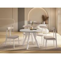 ESSTISCH Avero White runder ausziehbarer, Kiefer weiß 100-140/100/77 cm - Weiß, Holz/Holzwerkstoff (100/140/77cm) - WFL GROUP