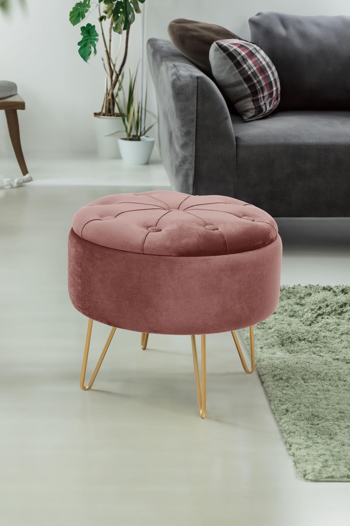 SITZHOCKER mit Stauraum, Polsterhocker Rosa 38/33/38 - Rosa, Textil (38/33/38cm) - RAUMHIRSCH FURNITURE
