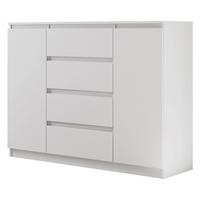 KOMMODE Lemon, mit 2 Türen und 4 Schubladen, 140 cm, Weiß matt - Weiß, Holzwerkstoff (140/101/39cm) - Beautysofa
