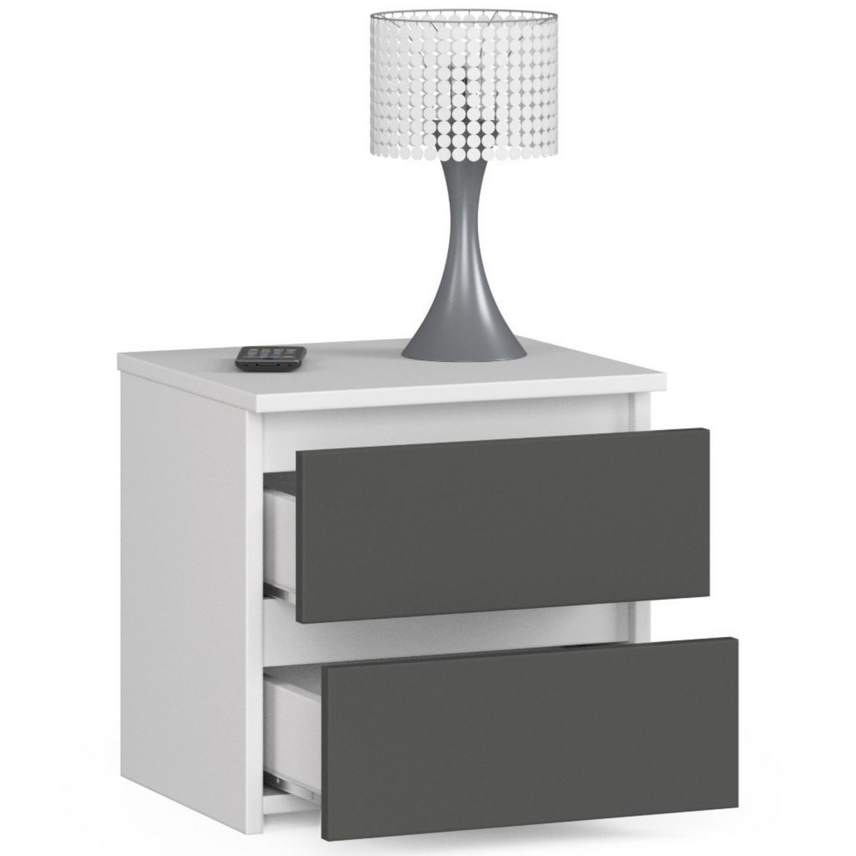 NACHTTISCH Weiß, Graphit Grau 40/40/35 - Weiß, Holzwerkstoff (40/40/35cm) - RAUMHIRSCH FURNITURE