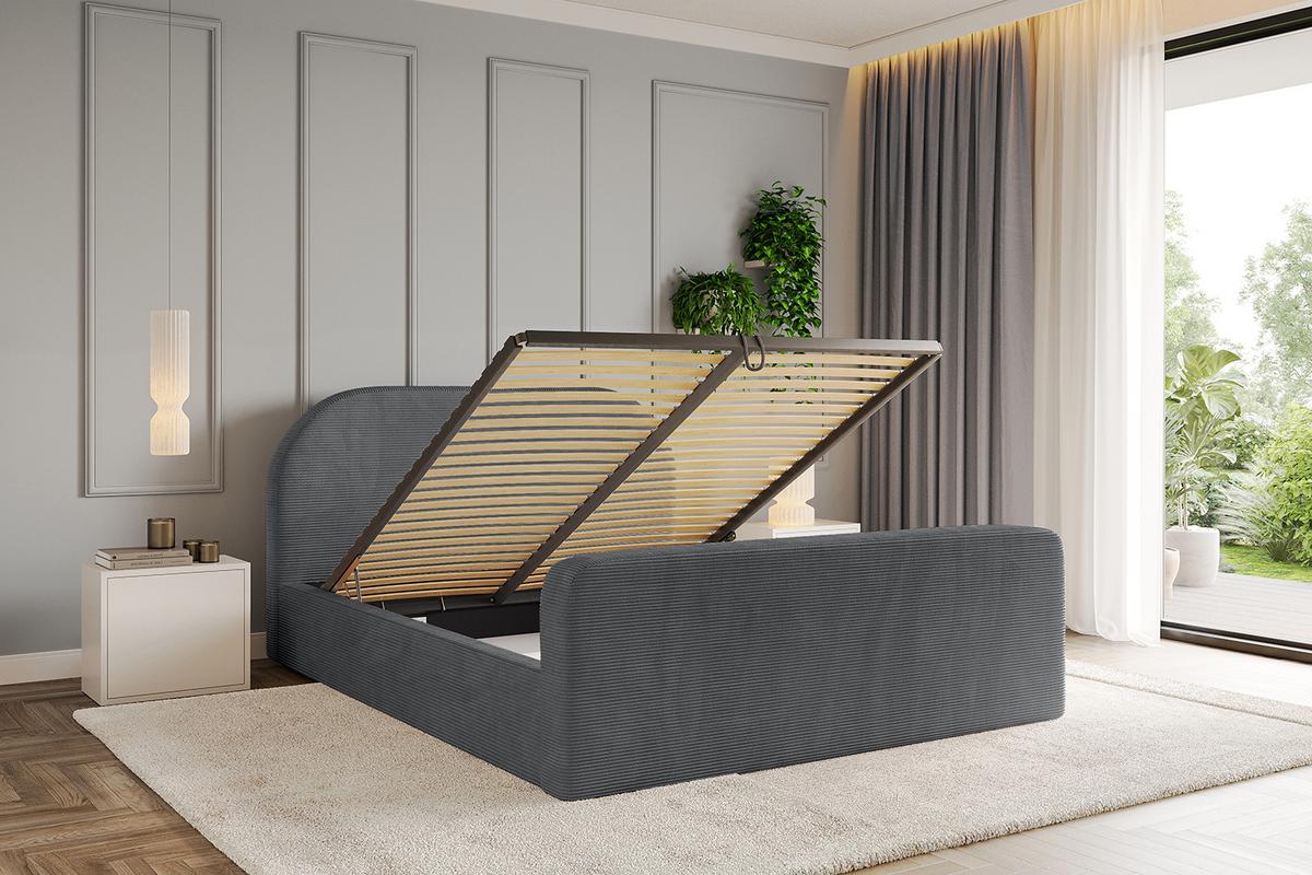 POLSTERBETT mit Bettkasten, Fußteil und Lattenrost, Boxbett ohne Matratze - TIVON-Z 180x200 Dunkelgrau - Anthrazit, Holzwerkstoff/Textil (180/200cm) - ALTDECOR