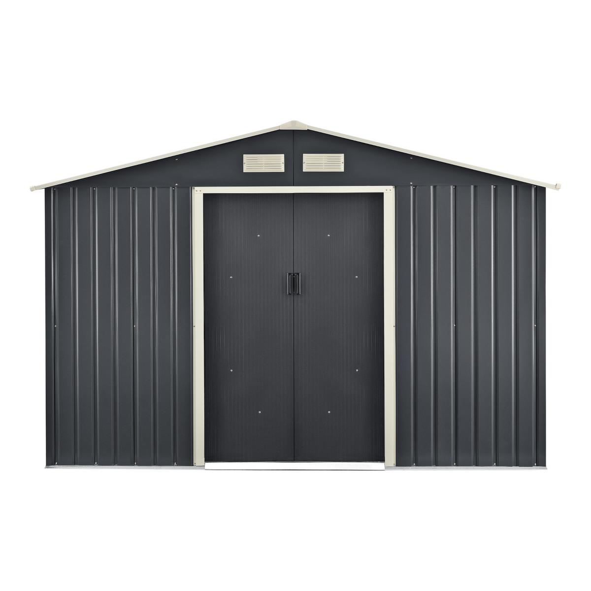 GARTENSCHUPPEN - Dunkelgrau, Metall (277/192/319cm) - [en.casa]