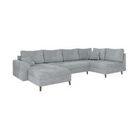 WOHNLANDSCHAFT Sigurd Hellgrau Chenille - Ottomane Links - Hellgrau/Braun, Holz/Textil (310/81/161cm) - S-Style