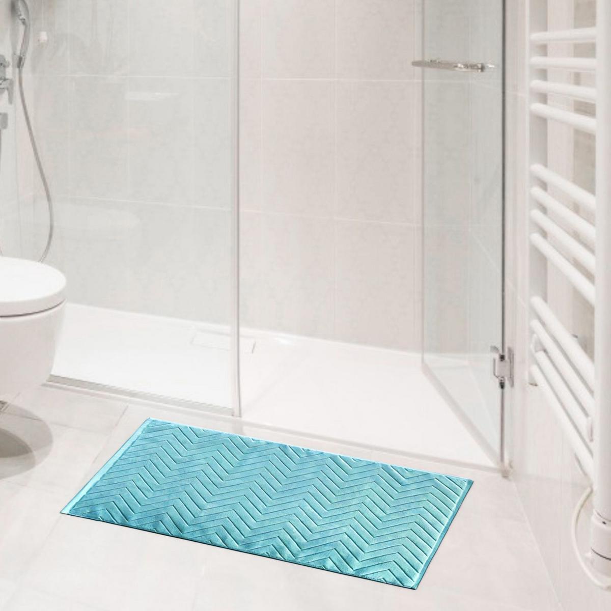BADEMATTE rutschfest mit Memory-Schaum (Blau) - Blau, Textil (50/80cm) - Intirilife