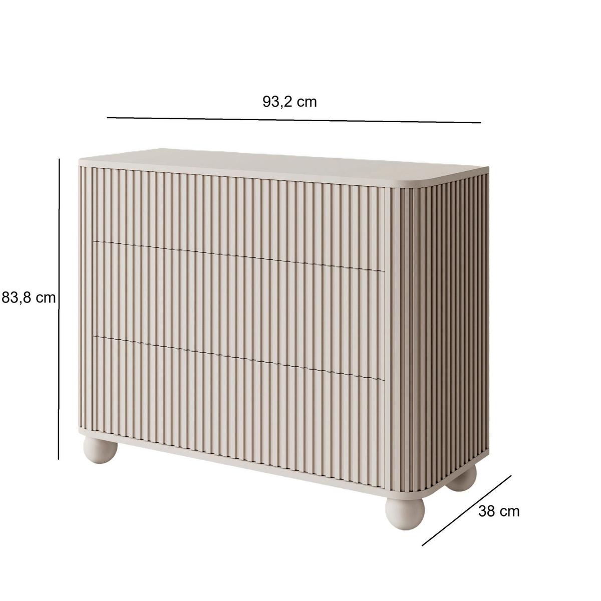 KOMMODE Arvello Greige 93 cm - Taupe, Holz/Holzwerkstoff (93.2/83.8/38cm) - Selsey
