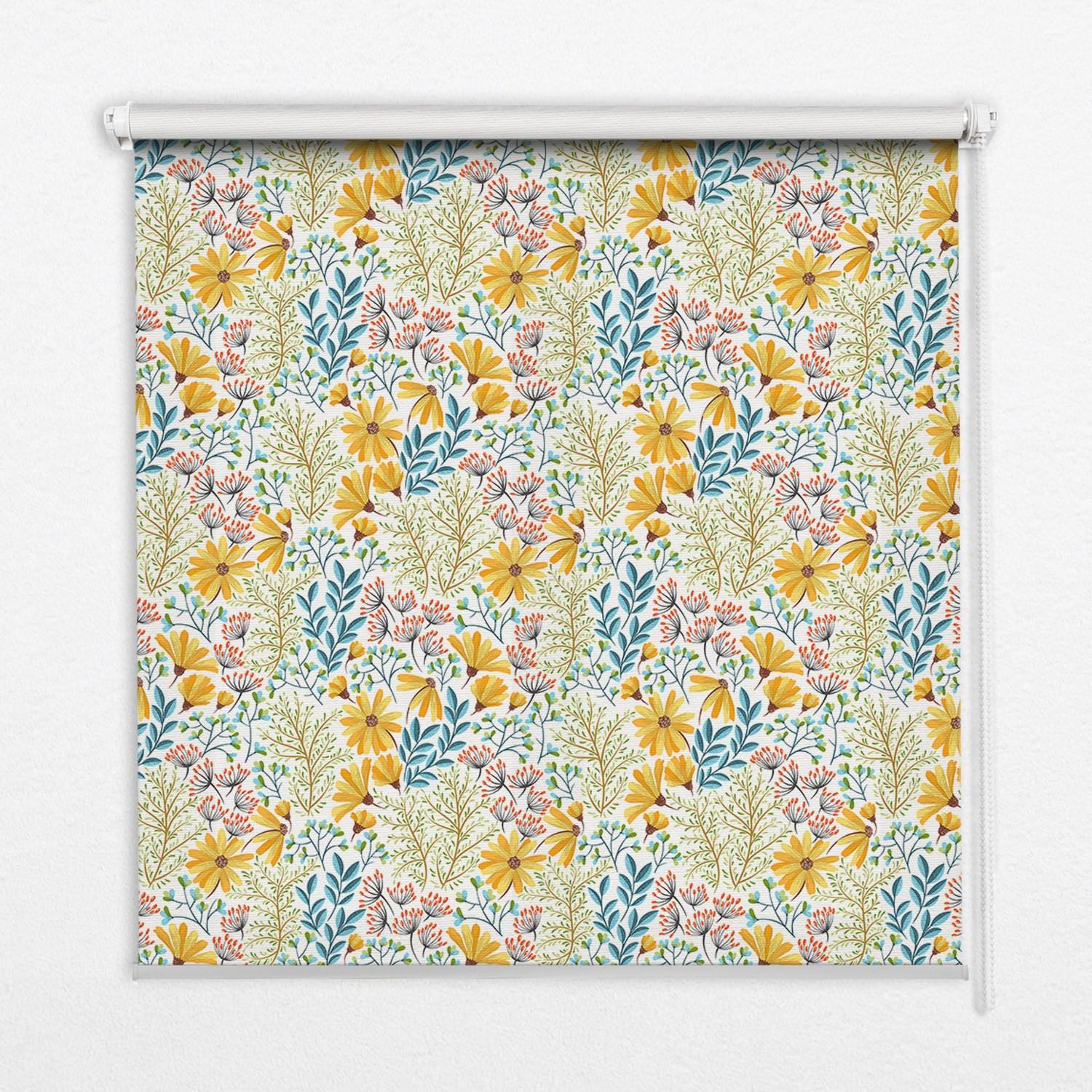 INNENROLLO - Fensterrollo - Rollo - 90x180 cm - Blumen - Gelb, Kunststoff (90/180/0.5cm) - TULUP