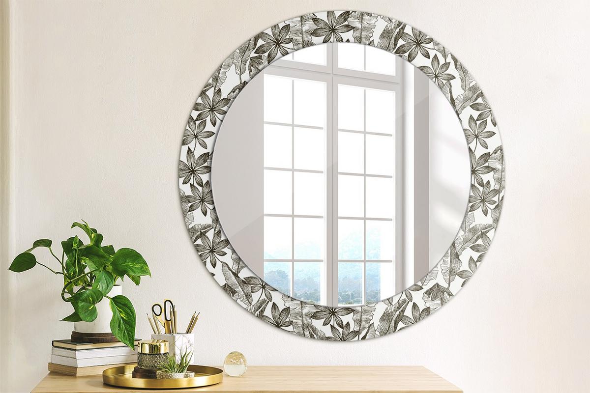 SPIEGEL Rund Ø 70 cm mit Aufdruck - Schwarz, Glas (70/70/0.4cm) - Wallfluent