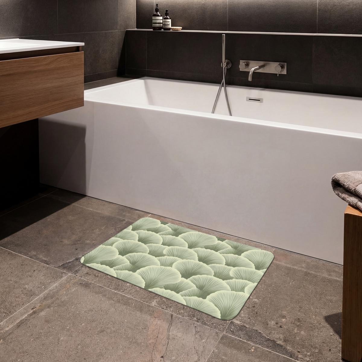 BADEMATTE Fächer - Blatt - Grün 60x40 cm - Pastellgrün, Textil (60/40cm) - OnlyWow
