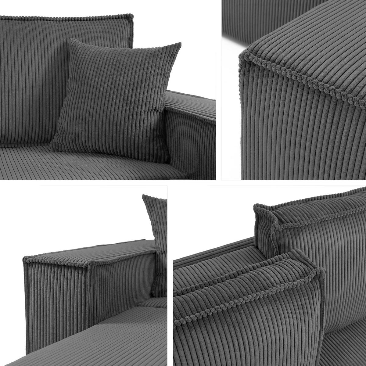 SCHLAFSOFA Karl Cord mit L-Funktion - Blau/Schwarz, Holz/Kunststoff (245/82/139cm) - MIRJAN24