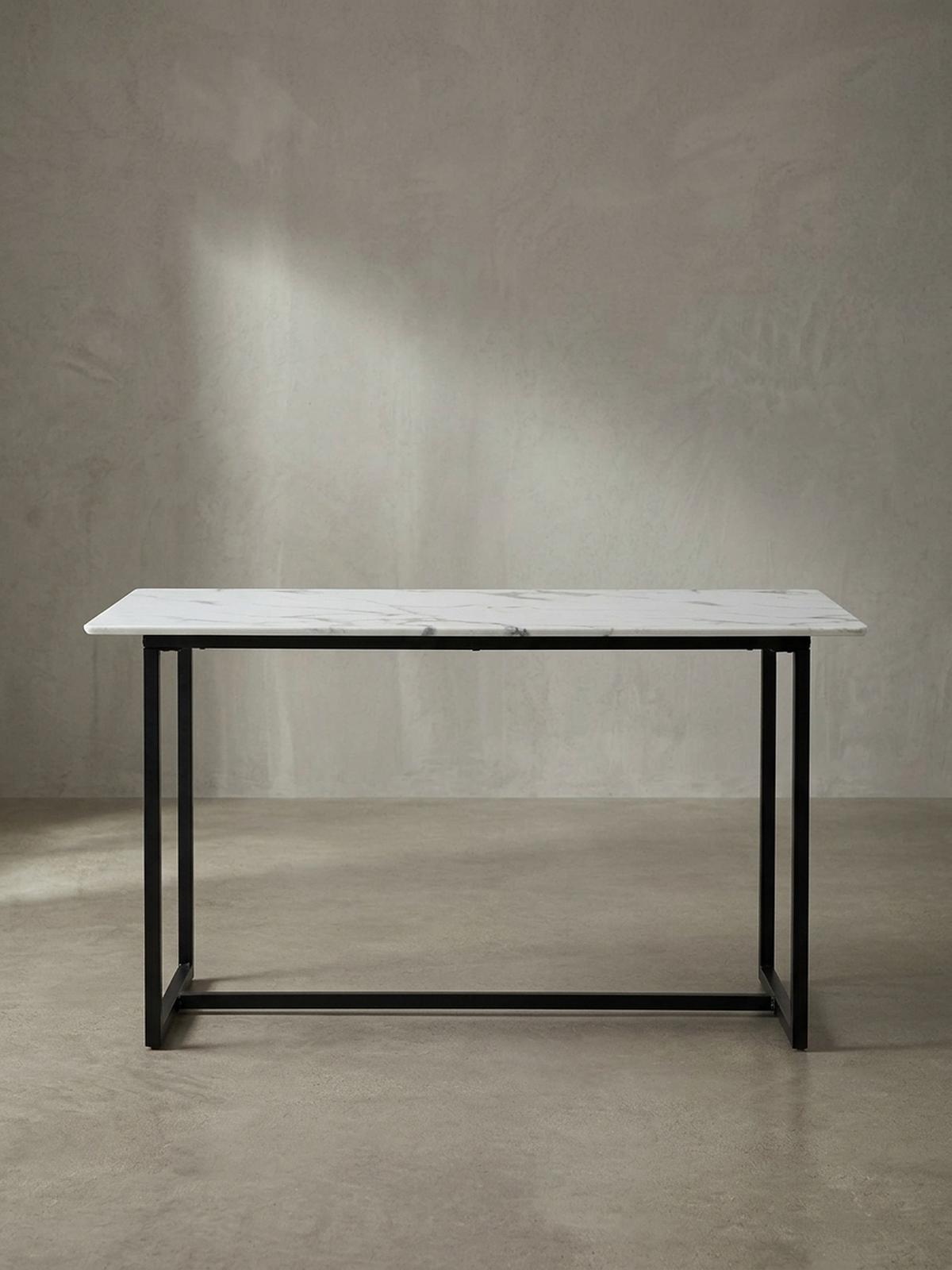 ESSTISCH Marmoroptik Metall Rechteckig Modern Klein, Weiß 180x90x76 cm - Schwarz/Weiß, Holzwerkstoff/Metall (90/180/76cm) - KADIMA DESIGN