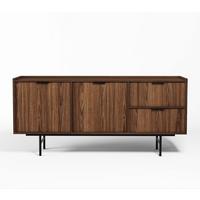 SIDEBOARD Nordiva 2T 2S Warmia Walnut 150/68/40 cm – Metallgestell - Walnussfarben/Schwarz, Holzwerkstoff/Metall (150/68/40cm) - AX Living