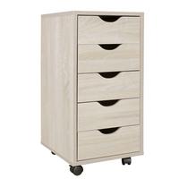 ROLLCONTAINER – MDF-Holz, Sonoma, 5 Schubladen, Rollen, für Büro oder Wohnzimmer - Beige/Schwarz, Holz/Kunststoff (38/64/33cm) - KADIMA DESIGN