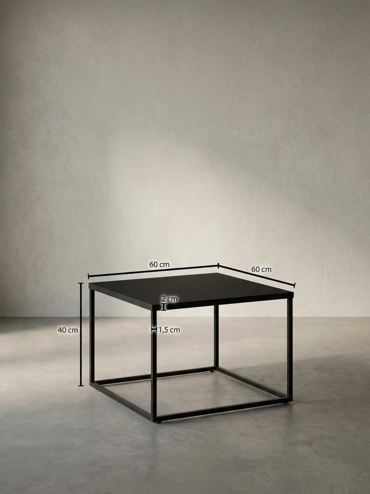 COUCHTISCH quadratisch mit Marmor-Optik, Metallgestell im Industrial-Stil, Schwarz 60x60x45 cm - Schwarz, Metall (60/60/45cm) - KADIMA DESIGN