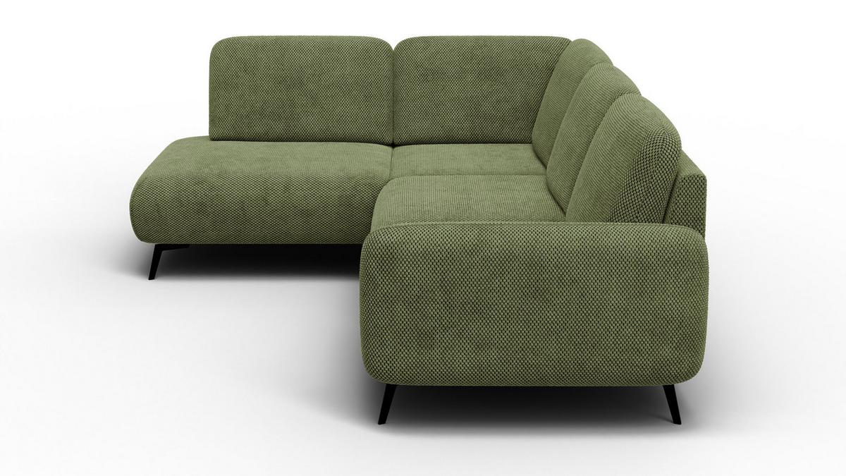 ECKSOFA FEBE 5-Sitzer links, olivgrün - Schwarz/Olivgrün, Holz/Textil (271/190cm) - Wozimo