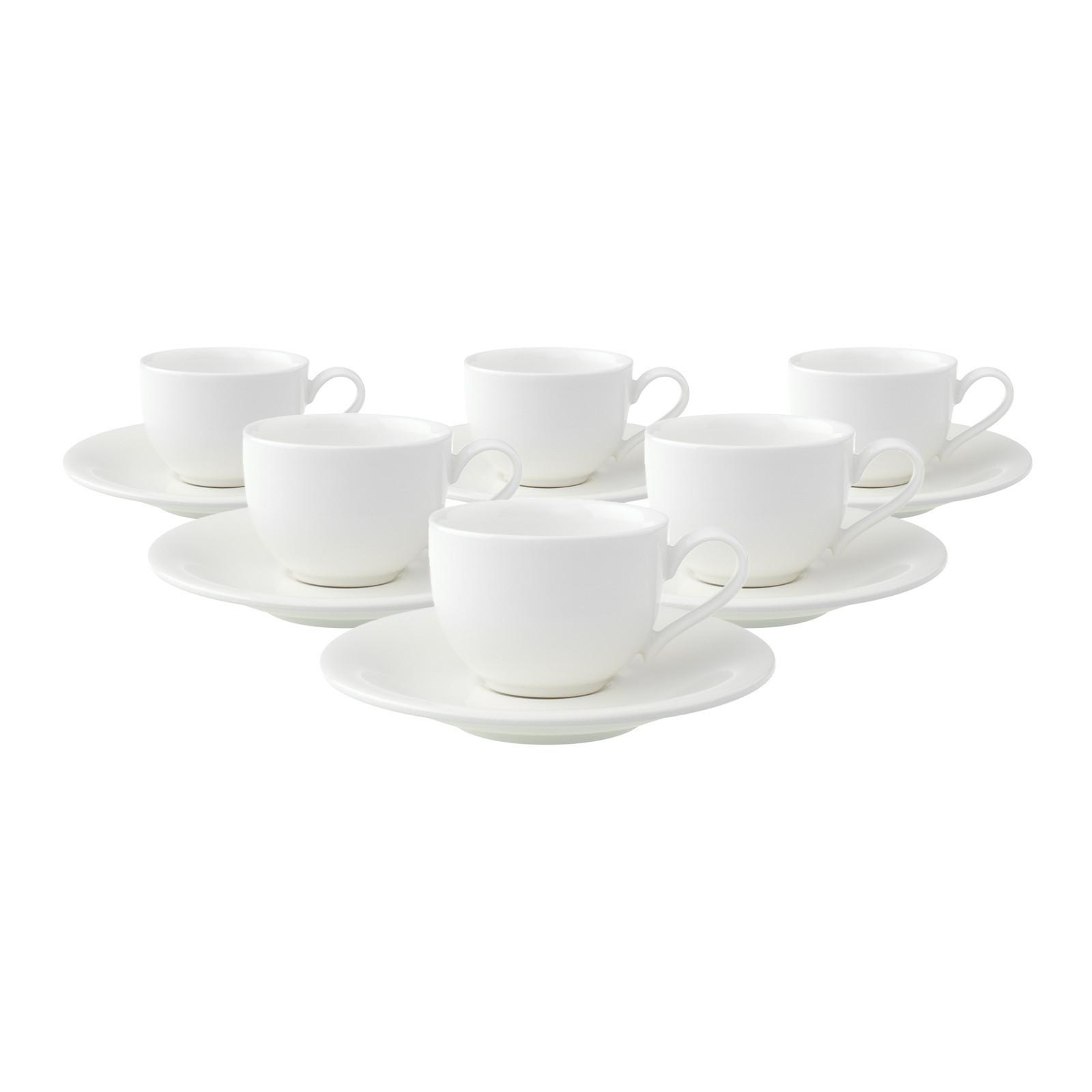 ESPRESSOTASSEN MIT UNTERTASSEN New Cottage Basic weiß 50 ml 6er Set - Weiß, Keramik (12/6.1/12cm) - Villeroy & Boch