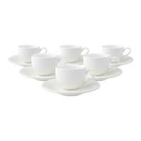 ESPRESSOTASSEN MIT UNTERTASSEN New Cottage Basic weiß 50 ml 6er Set - Weiß, Keramik (12/6.1/12cm) - Villeroy & Boch