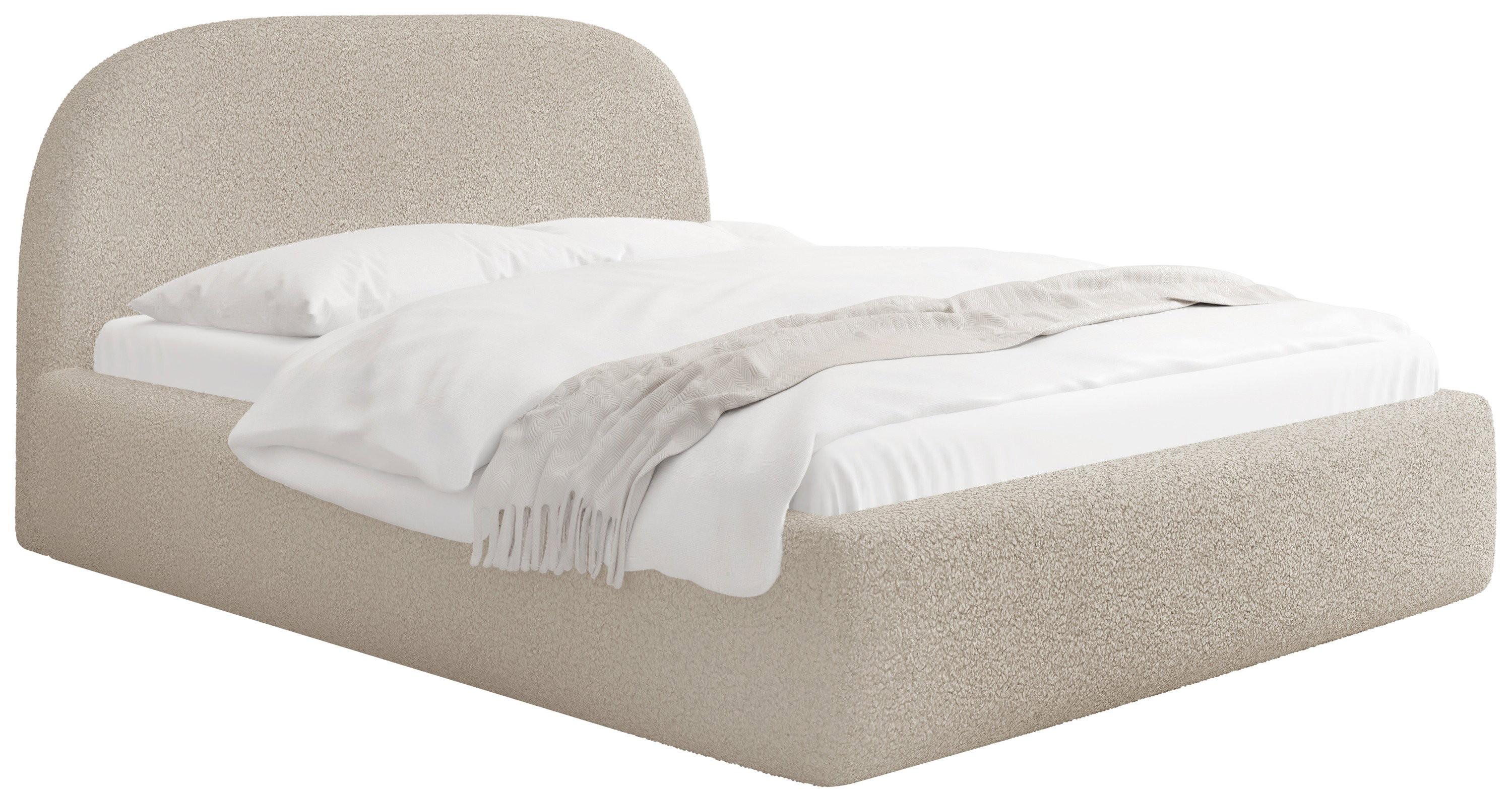 POLSTERBETT Puro mit Bettkasten, Beige Boucle 180 x 200 cm – mit Metall-Lattenrost - Beige/Birkefarben, Holzwerkstoff/Kunststoff (180/200cm) - WFL GROUP