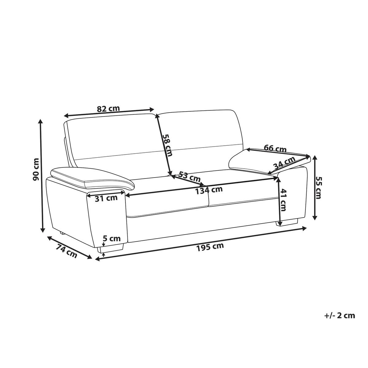 3-SITZER-SOFA hellbraun Vogar - Hellbraun, Textil (195/90/74cm) - Beliani