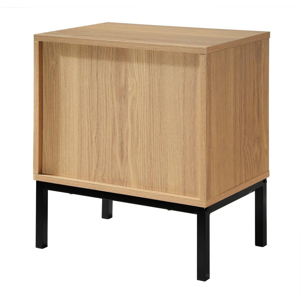 NACHTTISCH 2 Schubladen Effekt Holz mit Rillen - H51cm - Eschefarben, Holzwerkstoff (29/51/36cm) - Calicosy