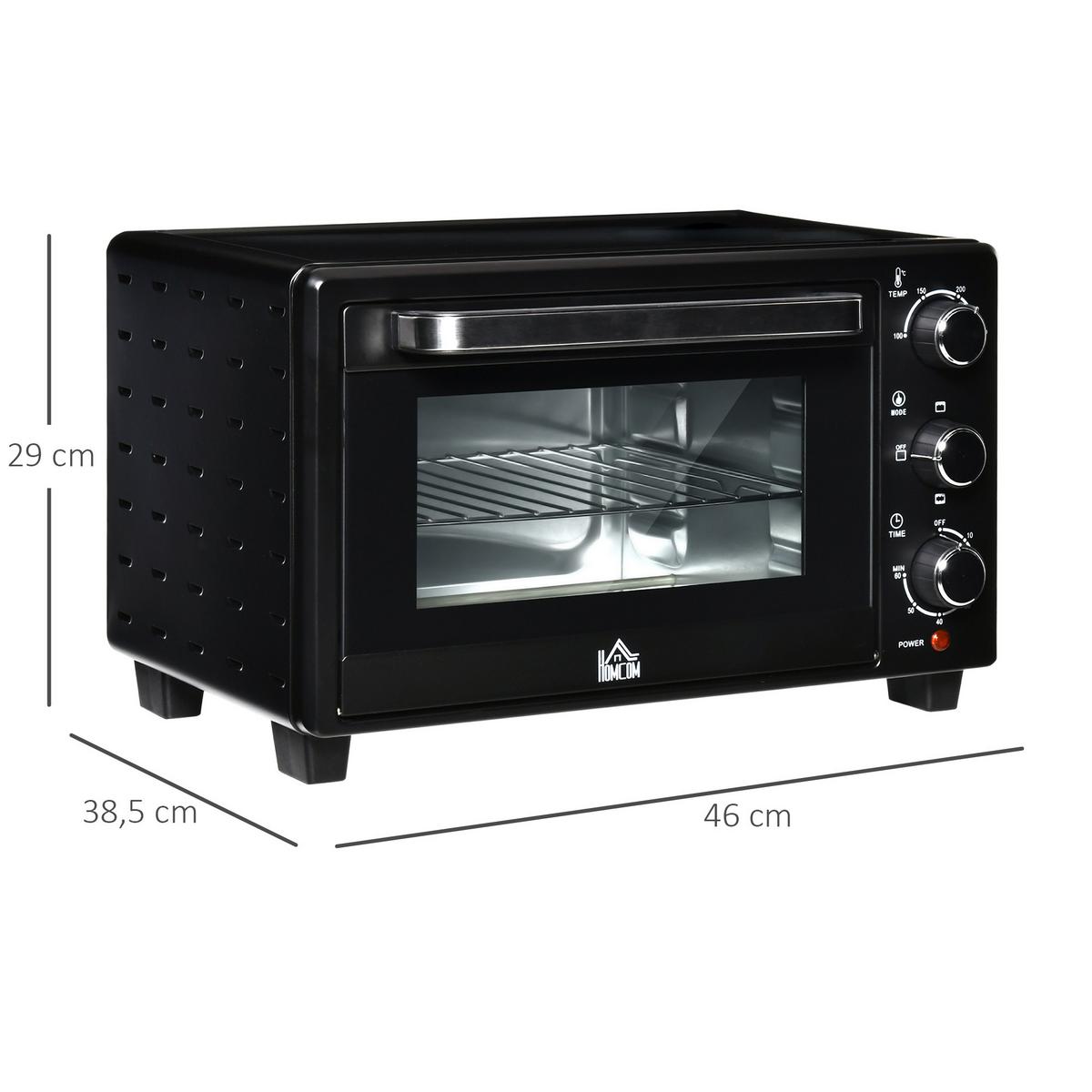 MINIBACKOFEN Metall Edelstahl Schwarz - Schwarz, Metall (46/38.5/29cm) - HOMCOM