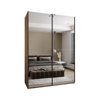 SCHWEBETÜRENSCHRANK 245,5/180/64 2-türig - Schwarz/Weiß, Holz/Metall (180/245/64cm) - Abiks Möbel