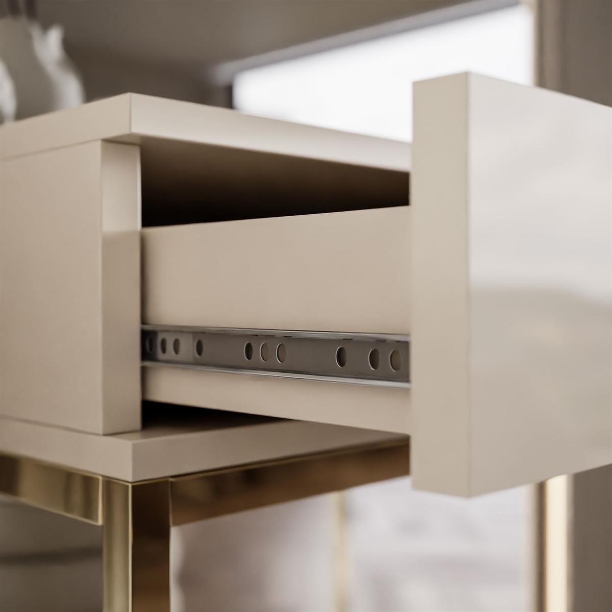 KONSOLE Glamour auf goldchrom Gestell PUSH OPEN - Kaschmir/Goldfarben, Holzwerkstoff (100/81/42cm) - Lookway