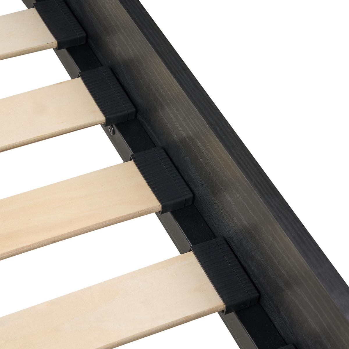 BETT mit Lattenrost 120/200 cm Faserplatte, PE Rattan Schwarz Monpazier - Schwarz, Naturmaterialien (120/200cm) - Beliani