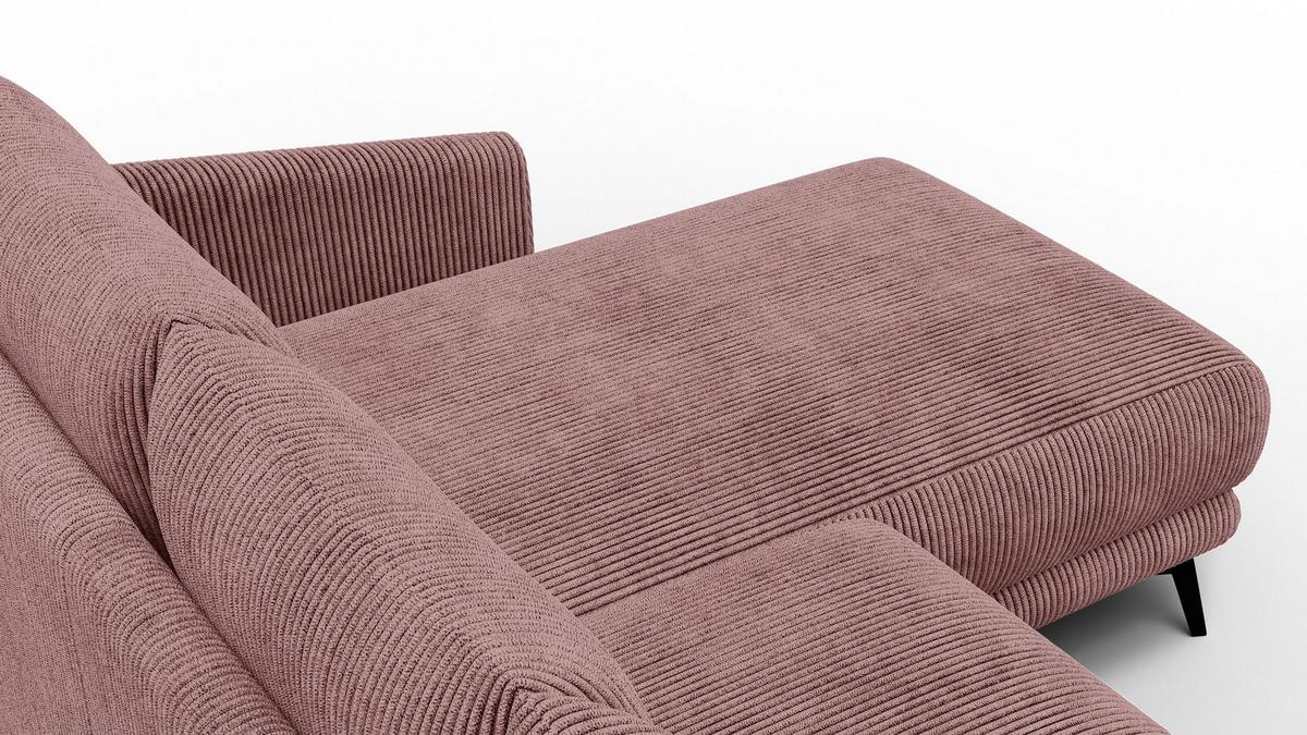 ECKSOFA VILT 3-Sitzer, altrosa - Altrosa/Schwarz, Holzwerkstoff/Textil (221/156cm) - Wozimo