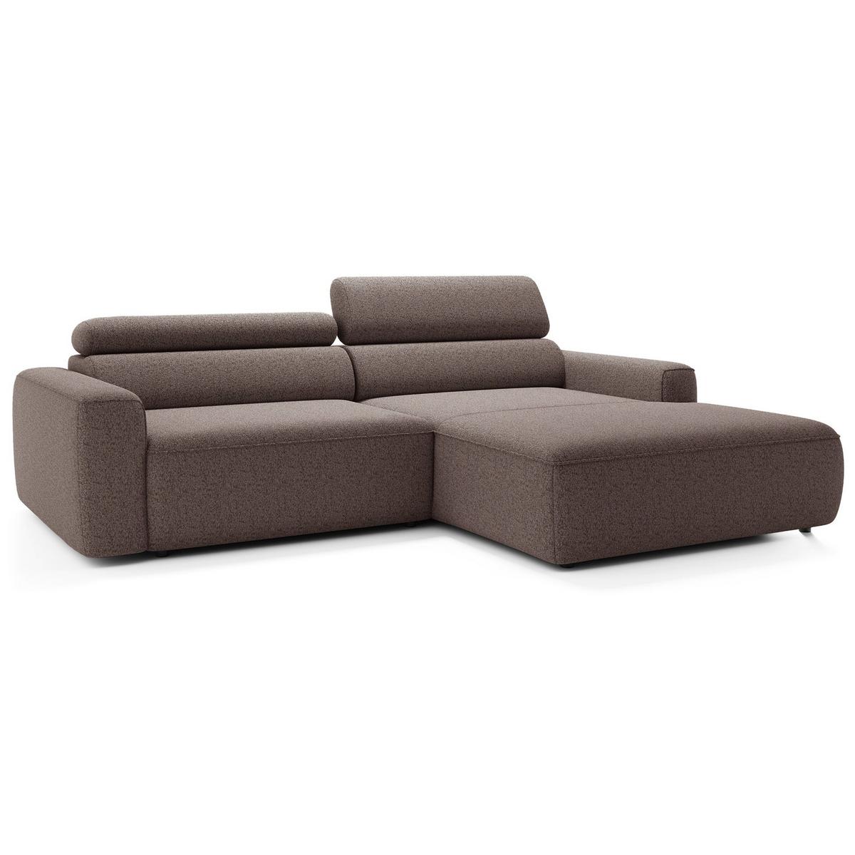 ECKSOFA Fando mit Schlaffunktion, L-Form, 4-Sitzer 252 cm, rechts Flechtstoff Hellbraun - Hellbraun/Schwarz, Kunststoff/Textil (182/252cm) - Selsey