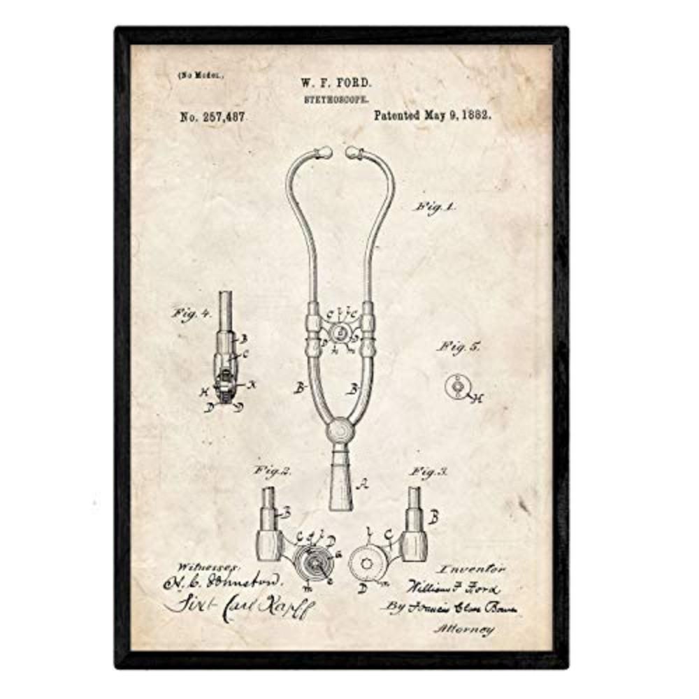 POSTER Stethoskop 2 Patent A3 Rahmenlos - Klar, Papier (29.7/5/42cm) - Nacnic