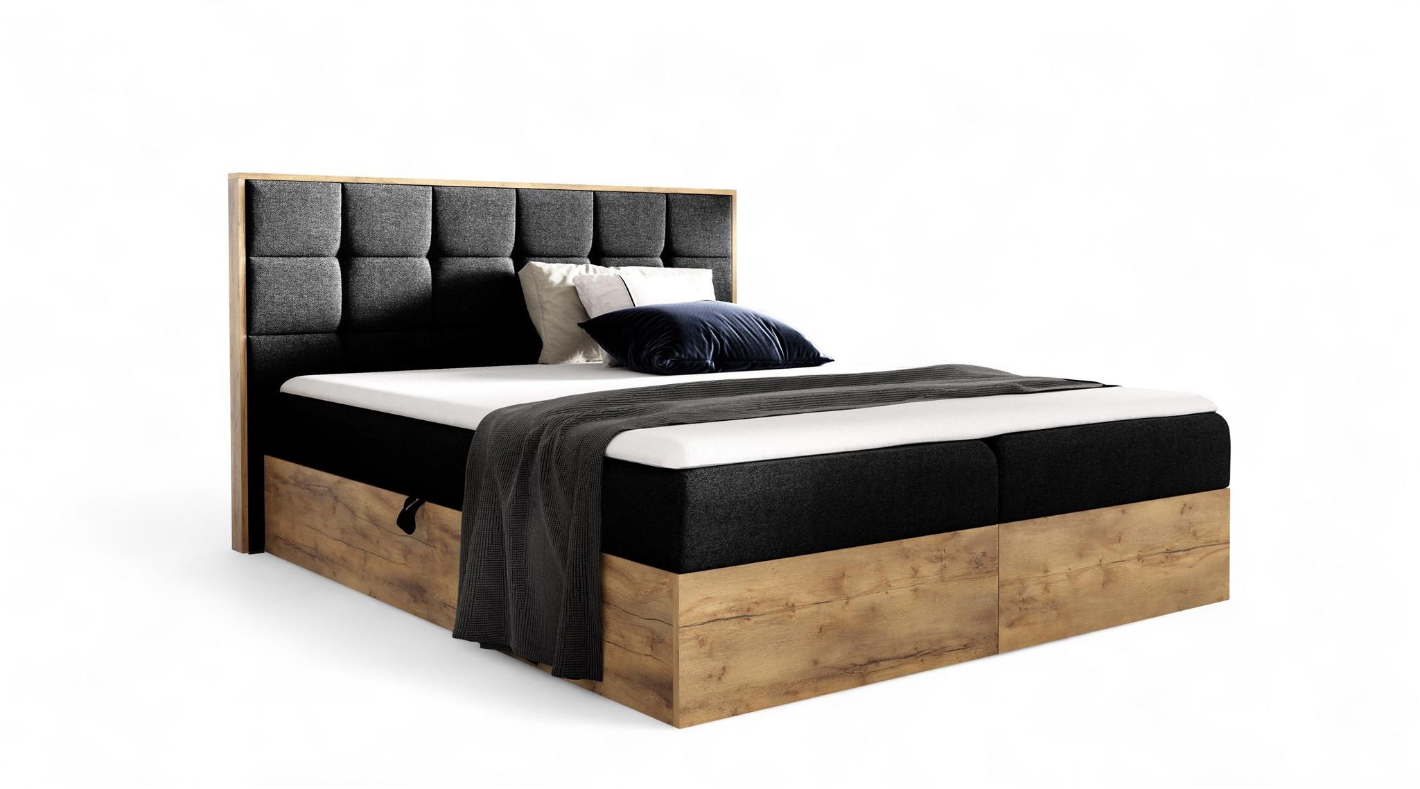 BOXBETT Kalypso überlänge Faro - Schwarz, Holzwerkstoff/Textil (160/220cm) - Fun Möbel