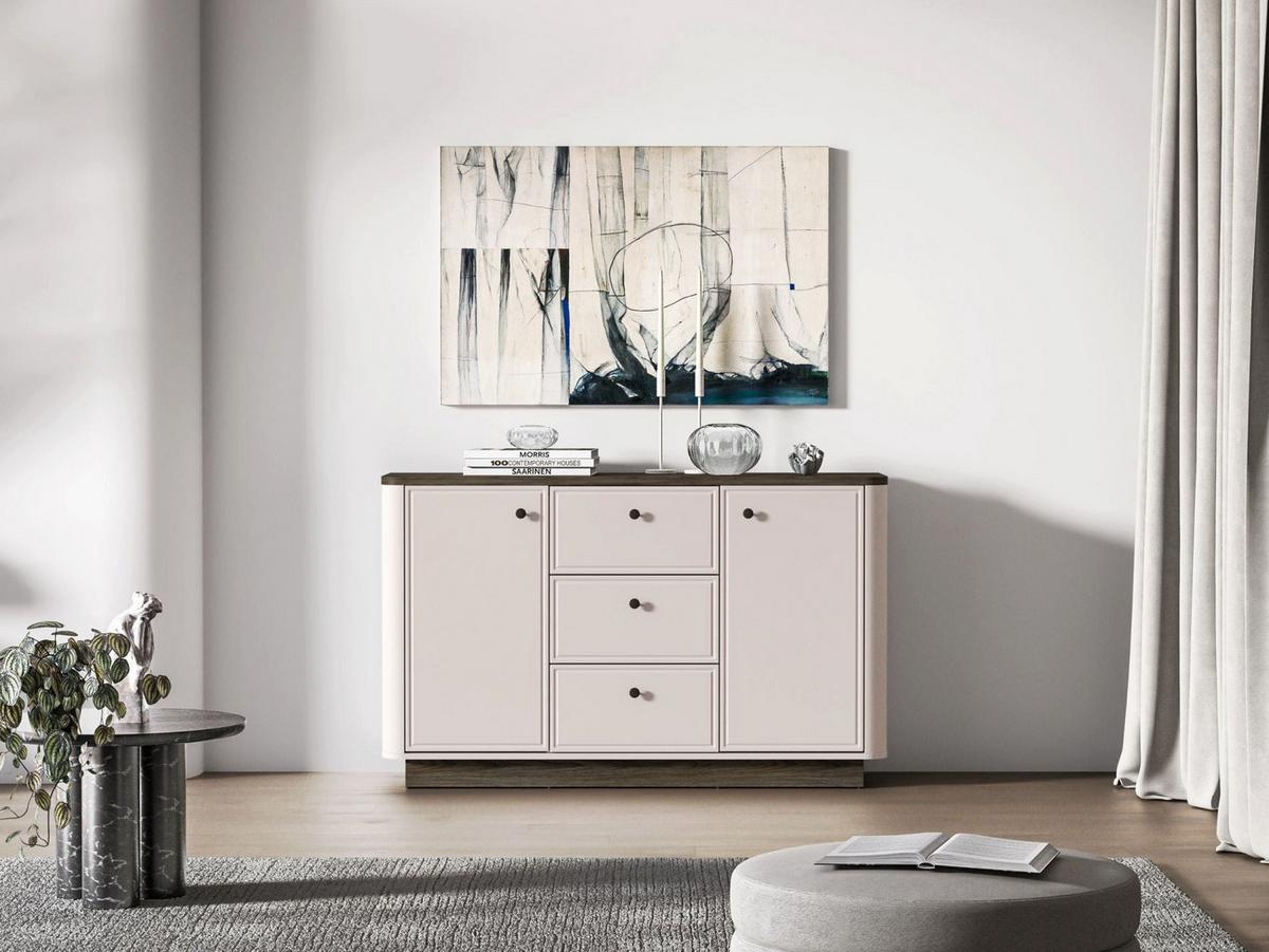 SIDEBOARD Vilavio Kaschmir/Eicheoptik Dunkel 138 cm - Taupe/Dunkelbraun, Holzwerkstoff/Metall (138/85/40cm) - Selsey