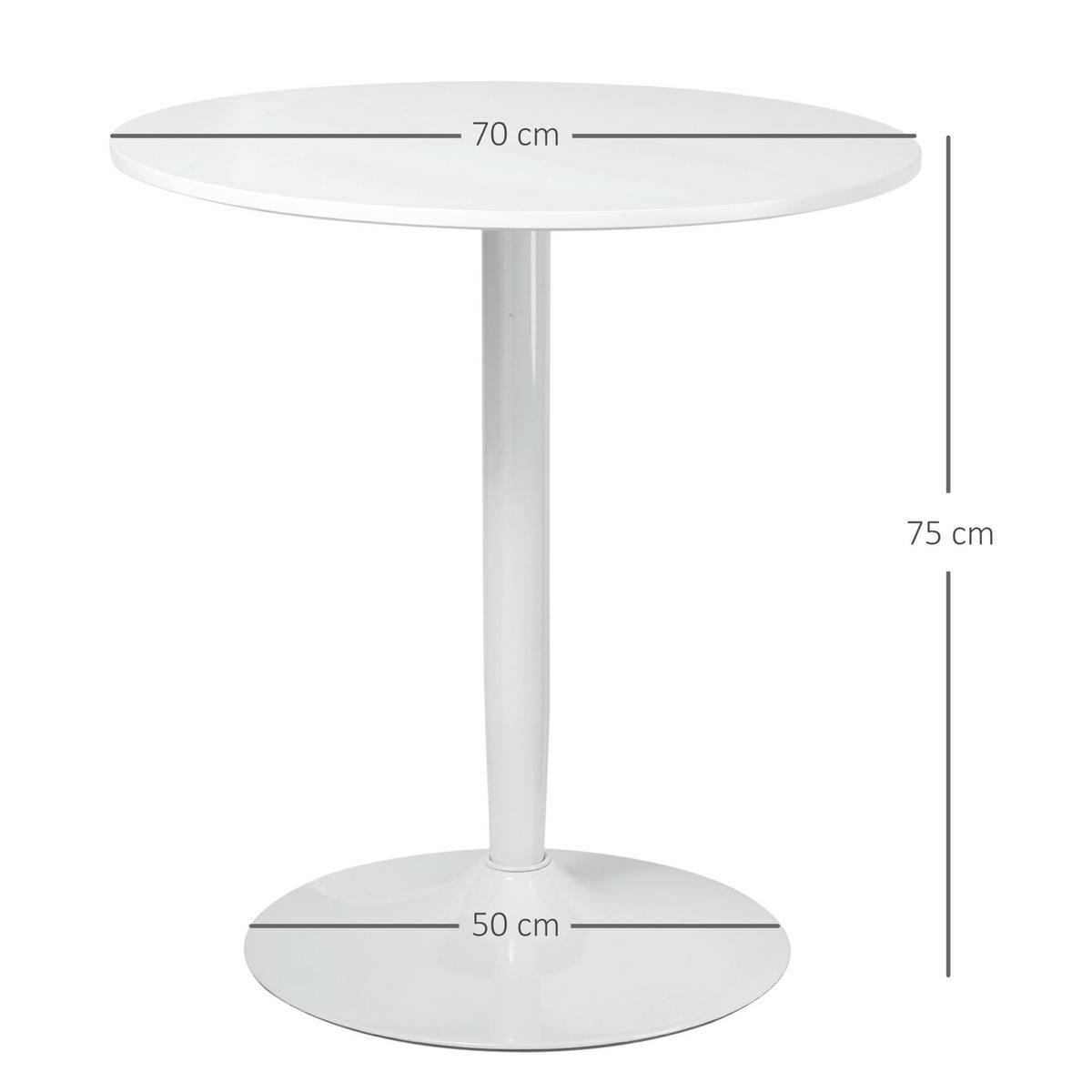 ESSTISCH Runder Küchentisch, Rutschfester Esszimmertisch für 2 Personen Weiß - Weiß, Holzwerkstoff/Metall (70/70/75cm) - HOMCOM