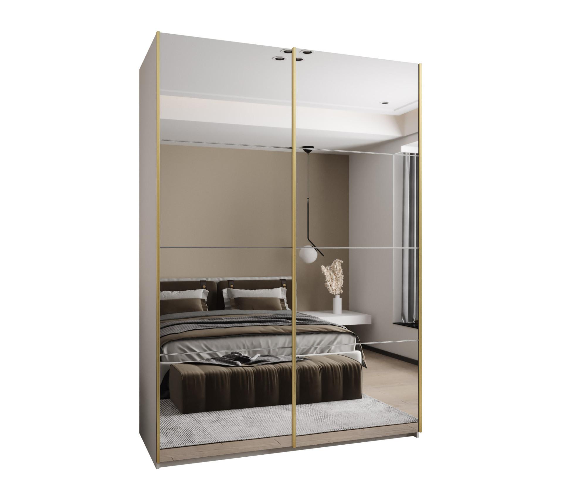 SCHWEBETÜRENSCHRANK 245,5/170/64 2-türig - Goldfarben/Weiß, Holz/Metall (170/245/64cm) - Abiks Möbel
