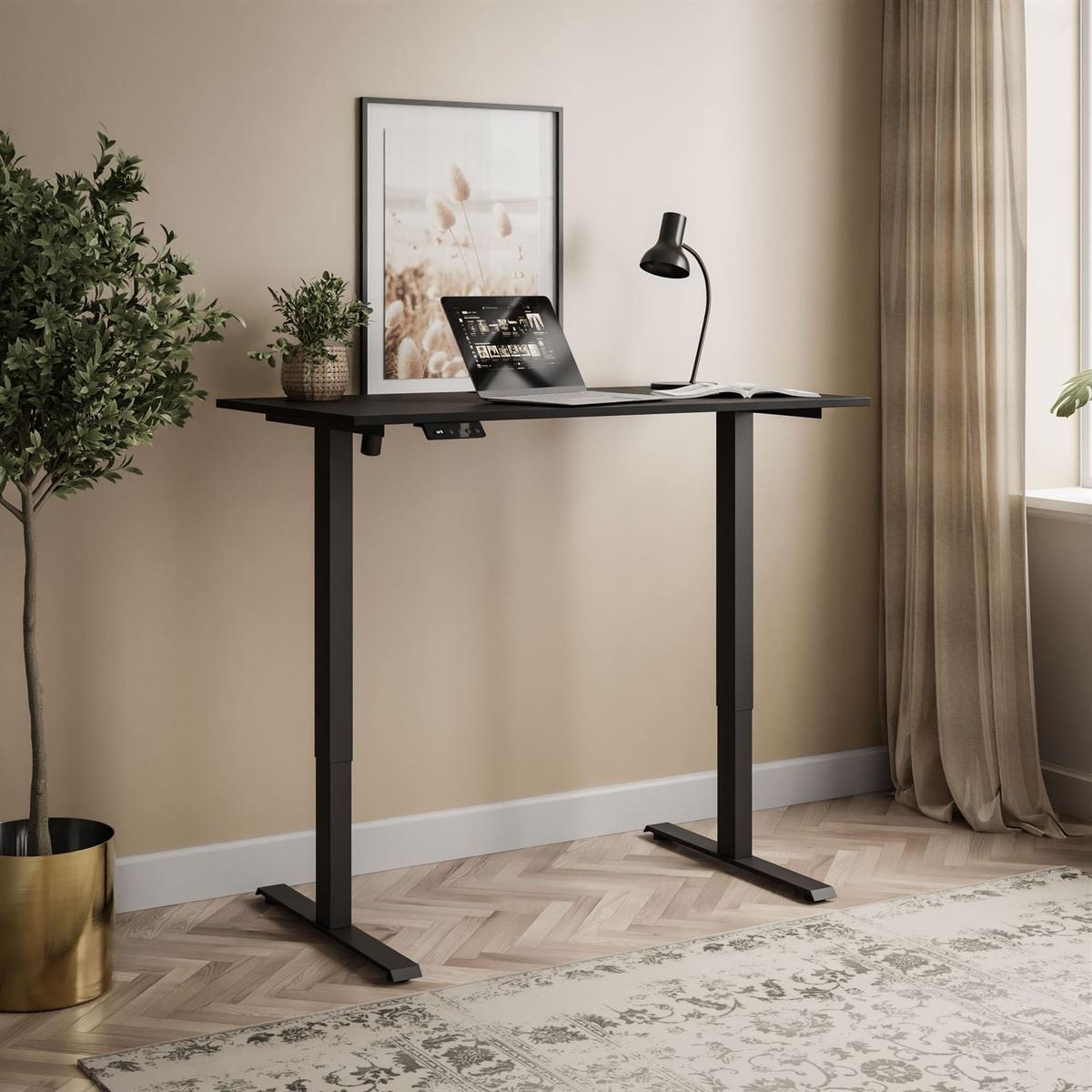 SCHREIBTISCH SPACE höhenverstellbar mit Metallbeinen schwarz/schwarz - Schwarz, Holzwerkstoff (60/110/69.5cm) - Lookway