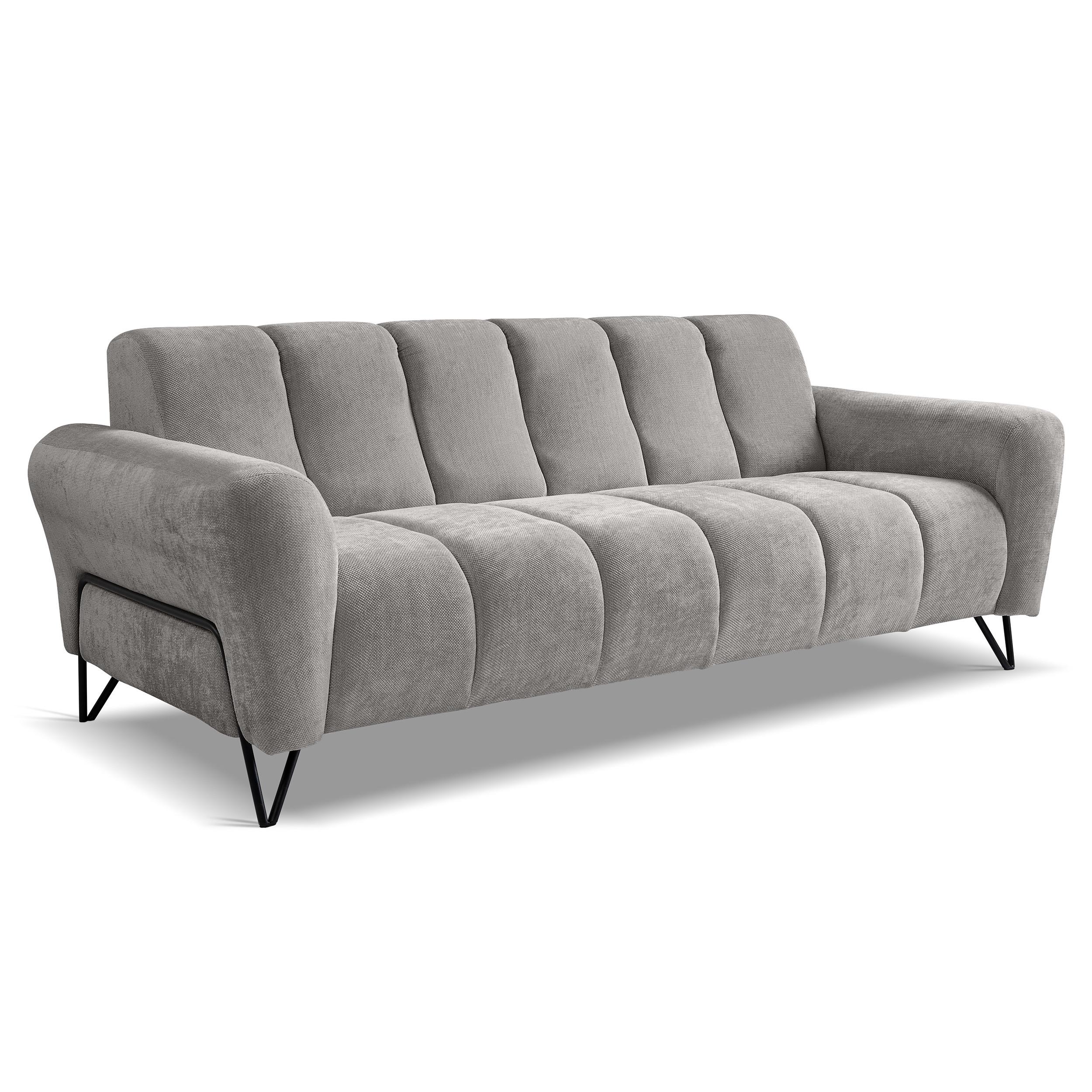 3-SITZER SOFA Volare mit Metallbeinen Hellgrau - Hellgrau/Schwarz, Textil/Metall (220/83/98cm) - Beautysofa