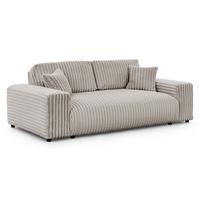 3-SITZER-SOFA Mollis Hellgrau Plüschcord - Hellgrau/Schwarz, Holz/Kunststoff (213/79/108cm) - S-Style Möbel