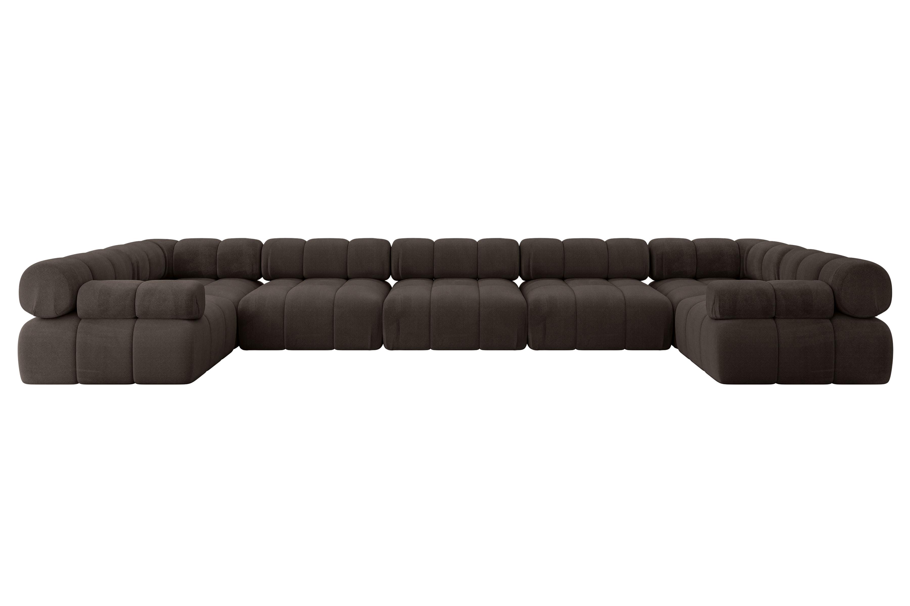 WOHNLANDSCHAFT modulares Sofa Birno-U3 - 475x190x70 cm Braun Velours - Braun, Holzwerkstoff/Textil (475/70/190cm) - ALTDECOR