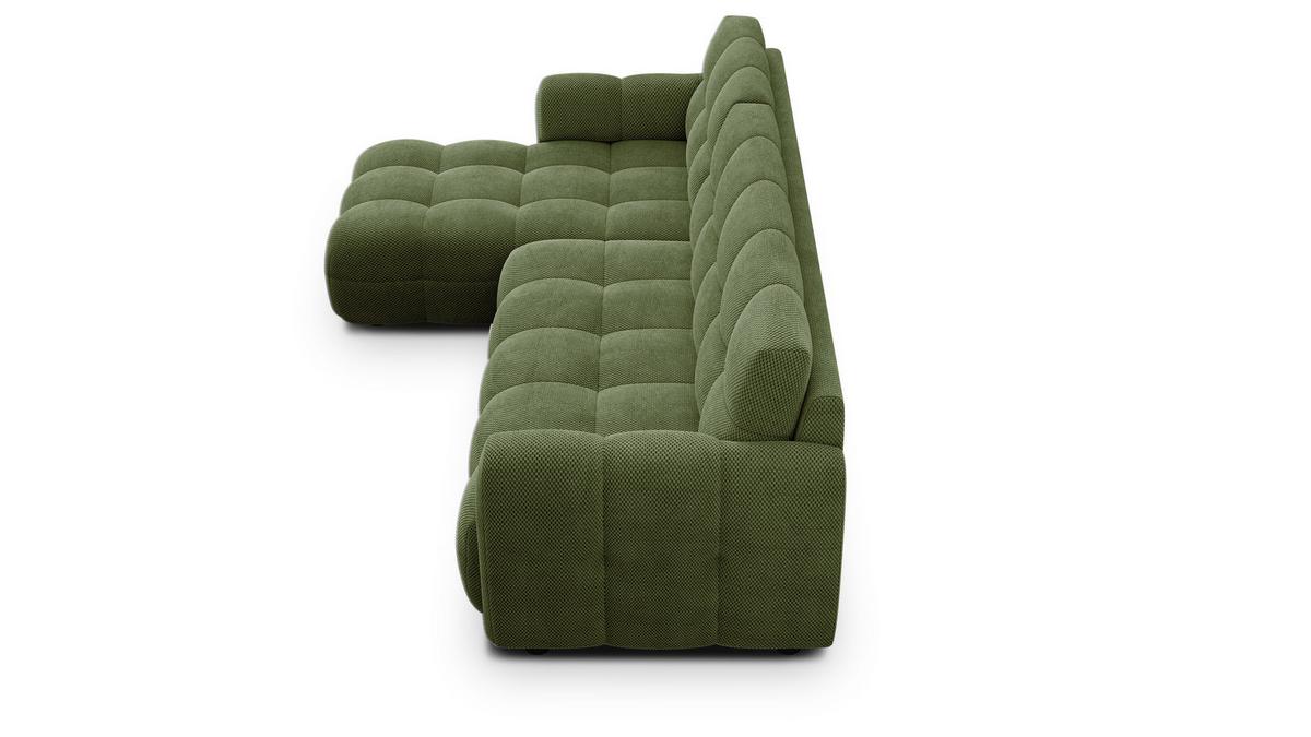 ECKSOFA MELLOW 4-Sitzer, olive - Schwarz/Grün, Holz/Textil (262/156cm) - Wozimo