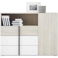KOMMODE BERGAMO 120/90/40cm mit 3 Schubladen 1 Türen Eichefarben - Eichefarben, Holzwerkstoff (120/90/40cm) - MASSENO