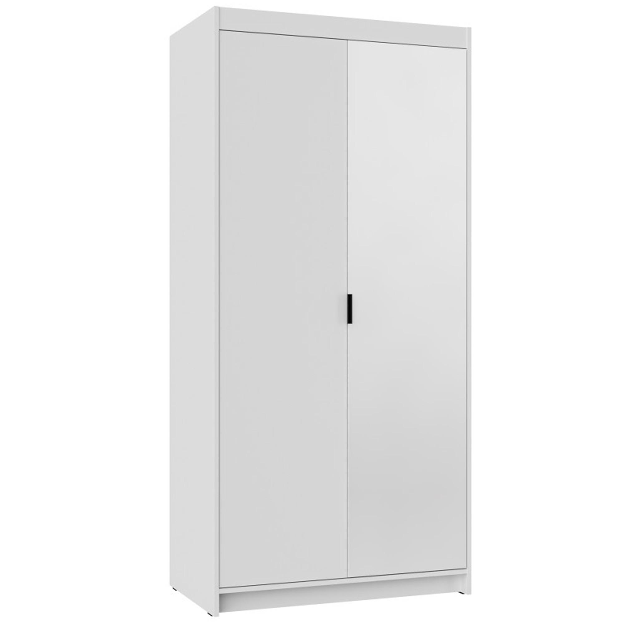 DREHTÜRENSCHRANK Elena mit 2 Türen und Spiegel, 90 cm, Weiß - Weiß, Holzwerkstoff (90/190/53cm) - Beautysofa