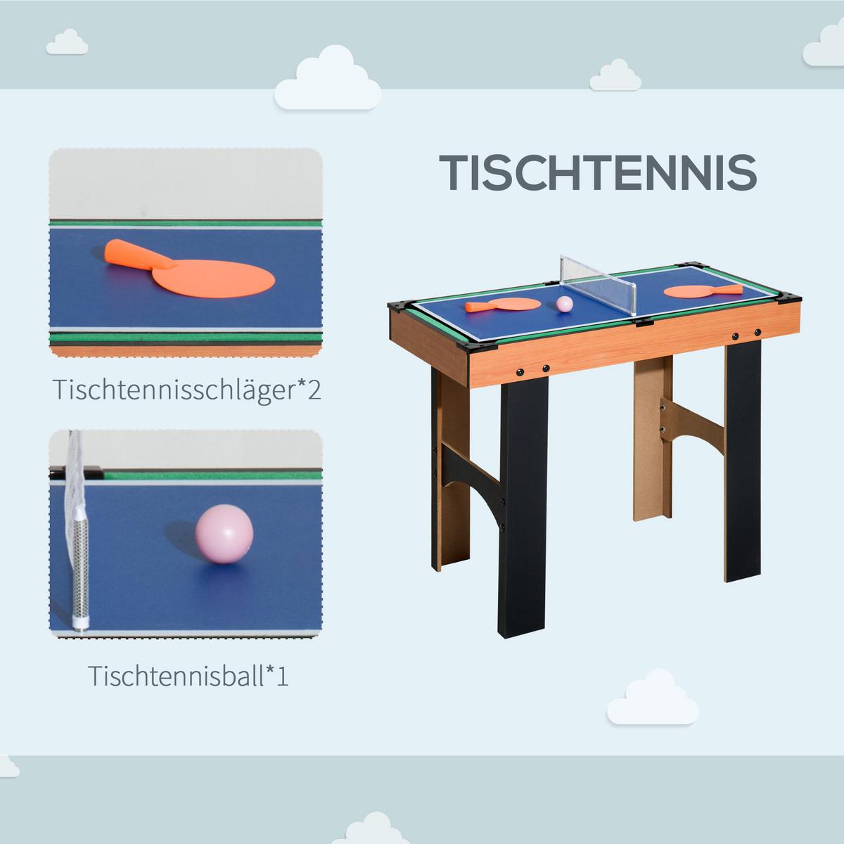 4-IN-1 Mini Multispieltisch mit Tischfußball Tischhockey Tischtennis Billard - Multicolor, Holzwerkstoff (78/92cm) - HOMCOM