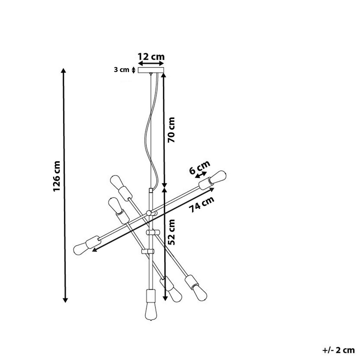 HÄNGELEUCHTE Cremera 74/52/126 cm - Messingfarben, Metall (74/52/126cm) - Beliani